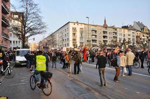 frankfurt, duitsland - 18 maart 2015 menigten van demonstranten, demonstratie blockupy foto