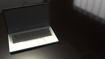 laptop op zwarte achtergrond 3D-rendering. foto