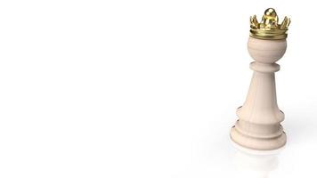 het hout schaken en gouden kroon op witte achtergrond voor zakelijke inhoud 3D-rendering. foto