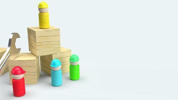houten speelgoed op witte achtergrond 3D-rendering voor de inhoud van de dag van de arbeid foto