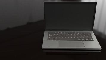 laptop op zwarte achtergrond 3D-rendering. foto