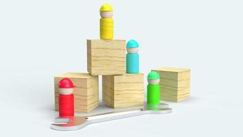 houten speelgoed op witte achtergrond 3D-rendering voor de inhoud van de dag van de arbeid foto