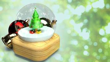 kerst glazen bol 3D-rendering voor viering kerst concept. foto