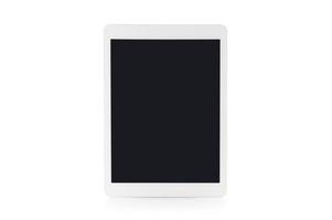 wit tablet computer Aan over- wit achtergrond foto