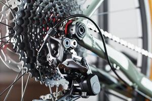 fiets zwengel systeem met keten detailopname, mechanisme voor reparatie foto