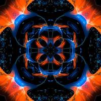 abstract digitaal kunst eenzaam blauw oranje bloem collage structuur patroon met uniek vorm en ontwerp foto