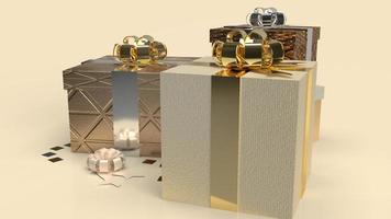 luxe geschenkdoos op gouden achtergrond 3D-rendering. foto