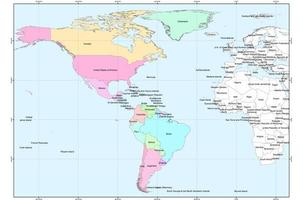kaart van staat toediening in onderdelen van de Amerikaans continent
