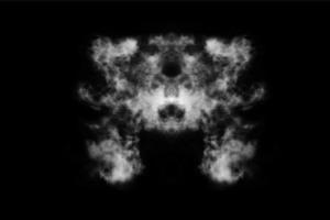 getextureerde rook, abstract zwart, geïsoleerd Aan zwart achtergrond foto