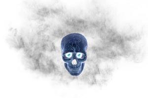 schedel met zwart rook Aan wit achtergrond, filter effect. foto