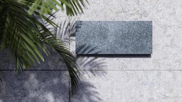 een 3d renderen beeld van metaal blanco teken Aan gebarsten beton muur. foto