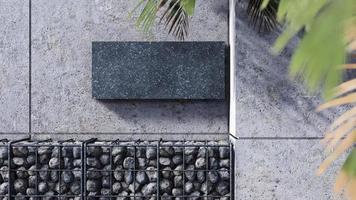 een 3d renderen beeld van metaal blanco teken Aan gebarsten beton muur.