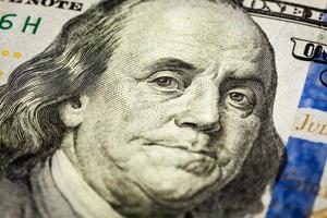 Benjamin Franklin portret macro-opname van 100 factuur foto