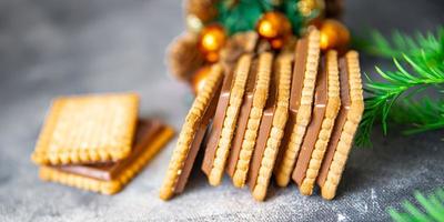 Kerstmis koekje zoet toetje nieuw jaar vakantie maaltijd voedsel tussendoortje Aan de tafel kopiëren ruimte voedsel achtergrond foto