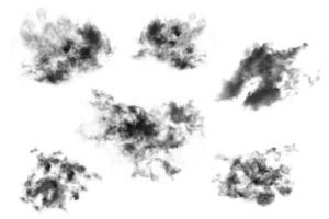reeks wolk geïsoleerd Aan wit achtergrond,textuur rook, borstel wolken, abstract zwart foto