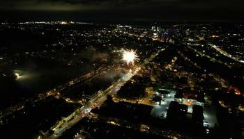 mooi antenne visie van Brits stad- Bij nacht foto