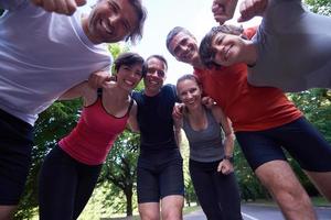 joggen mensen groep veel plezier foto