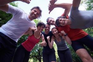 joggen mensen groep veel plezier foto