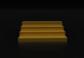 3d renderen van gouden trap realistisch illustratie Aan zwart achtergrond foto