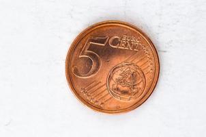 Munt van 5 eurocent met gebruikte voorkant