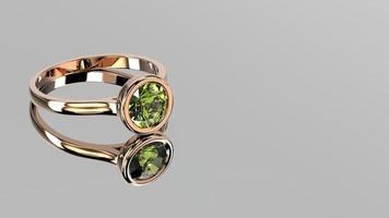 mooi vrouw ring kleur edelsteen steen roos of geel of wit goud of platina 3d geven foto