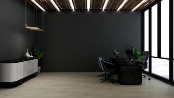 3d render kantoorontwerp - mockup voor binnenmuur van de managerkamer foto