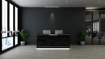 3d geven ontvangst kamer - modern minimalistische interieur ontwerp concept foto