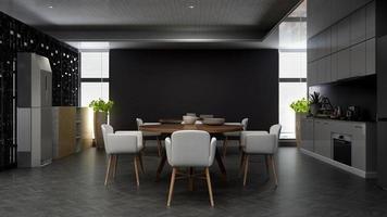 3D render van moderne kantoorpantry - interieur minimalistisch keukenconcept