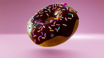 3d chocolade donut met hagelslag foto