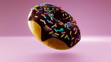 3d chocolade donut met hagelslag foto