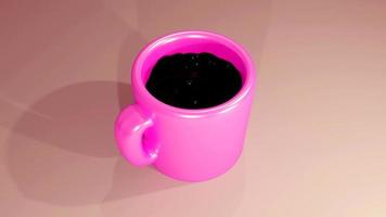 3d roze kop van koffie foto