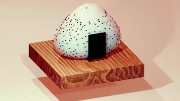 3d onigiri drijvend foto