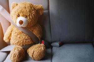 bruin teddy beer vervelend auto stoel riem foto