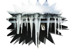 digitaal illustratie ijspegels Aan een dak achtergrond foto