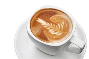 een kop van latte kunst koffie foto