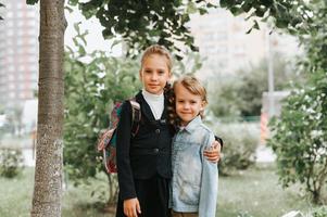 terug naar school- kind meisje familie foto