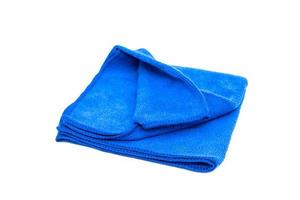 blauw microfiber kleding stof geïsoleerd Aan wit achtergrond foto