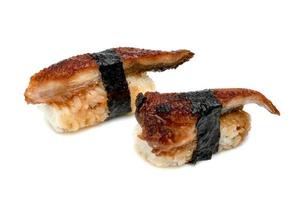 unagi of paling nigiri sushi geïsoleerd Aan wit achtergrond foto