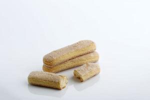 Italiaans koekje savoiardi dame vinger. zoet biscuits spons koekjes voor tiramisu. foto