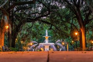 beroemde historische forsyth-fontein in savanne, georgia foto