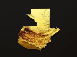 Guatemala kaart gouden metaal kleur hoogte kaart Aan zwart achtergrond 3d illustratie foto