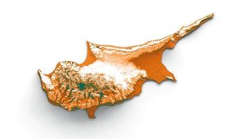 Cyprus kaart met de vlag kleuren rood en geel schaduwrijk Verlichting kaart 3d illustratie foto