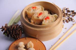 kip dimsum met saus foto