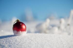 Kerstmis bal in sneeuw foto