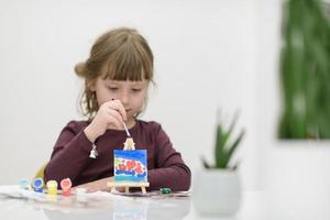 weinig meisje schilderij Aan canvas foto