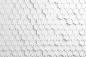 honingraat mozaïek- wit meetkundig patroon futuristische achtergrond. 3d illustratie realistisch abstrac behang zeshoek maas cellen textuur. foto