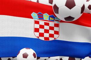 Kroatië vlag met bal. wereld Amerikaans voetbal 2022 minimaal 3d geven illustratie foto