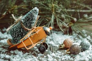 Kerstmis vliegtuig Aan houten foto