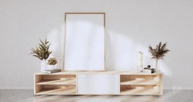 TV kabinet houten ontwerp Aan wit kamer interieur modern stijl.3d renderen foto