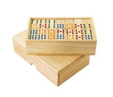houten domino in doos foto